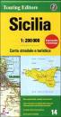 TOURING, Sicilia. CARTA STRADALE 1:200.000