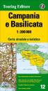 TOURING CLUB, CAMPANIA E BASILICATA. CARTA STRADALE 1:200.000