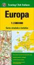 TOURING CLU TCI, Europa 1:2800.000 carta stradale e turistica